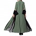 Designer abaya with attached Shrug and a belt- Jade Green-Black Designer abaya with attached Shrug and a belt- Jade Green-Black